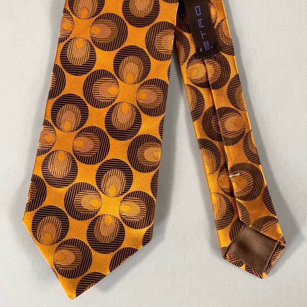 ETRO Orange Brown Circles Silk Tie